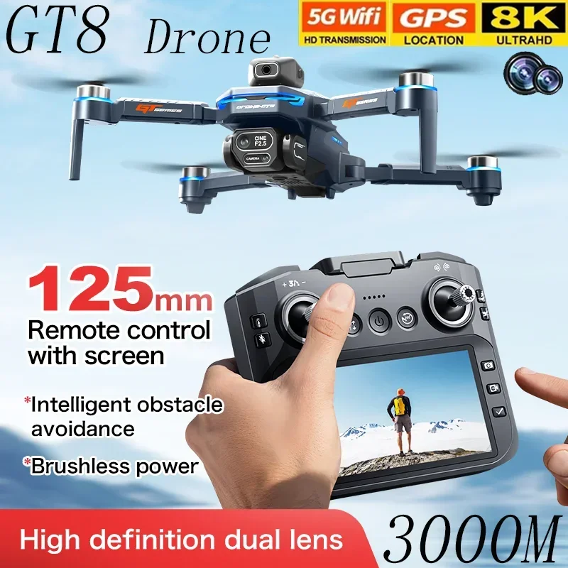 Drone Camera Professional - GT8 Drone Obstacle Avoidance Belt 4.3-inch