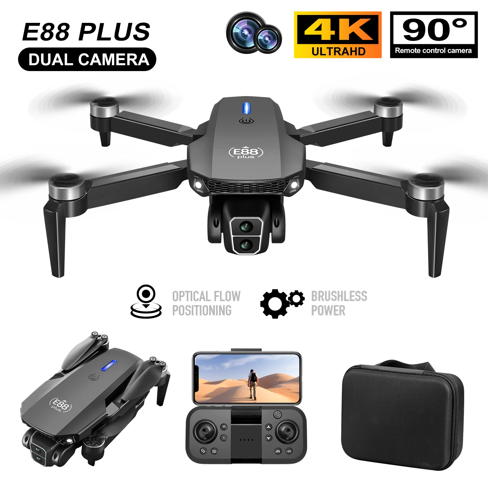 New E88 Plus Quadcopter Drone: - đánh giá và giá Drone Camera Night Vision